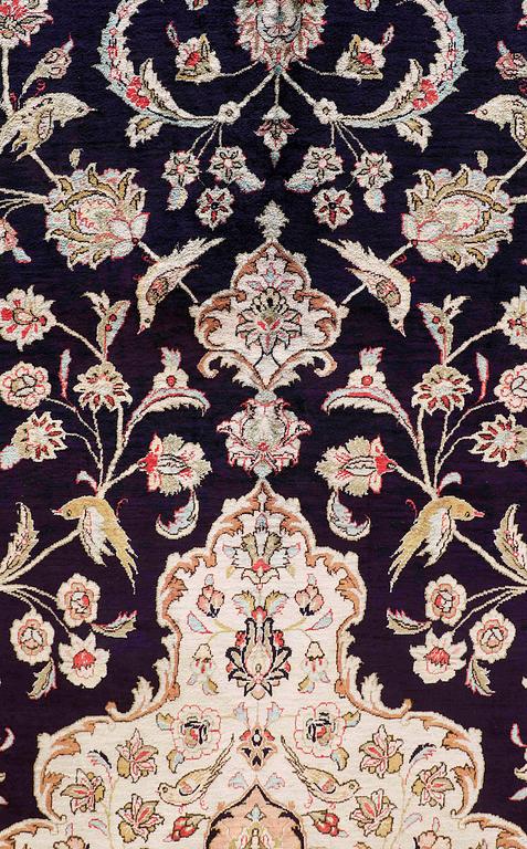 A CARPET, Figural silk Qum, signerad, 300 x 196 cm.
