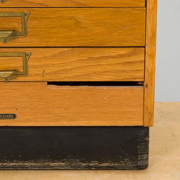 A Billnäs oak wood archive cabinet, Finland mid-20th century.
