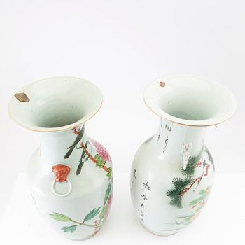 A set of two Chinese famille rose vases, 20th century.
