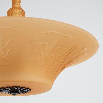 Edward Hald, & Erik Tidstrand, a ceiling lamp, Nordiska Kompaniet & Orrefors, executed ca 1926.