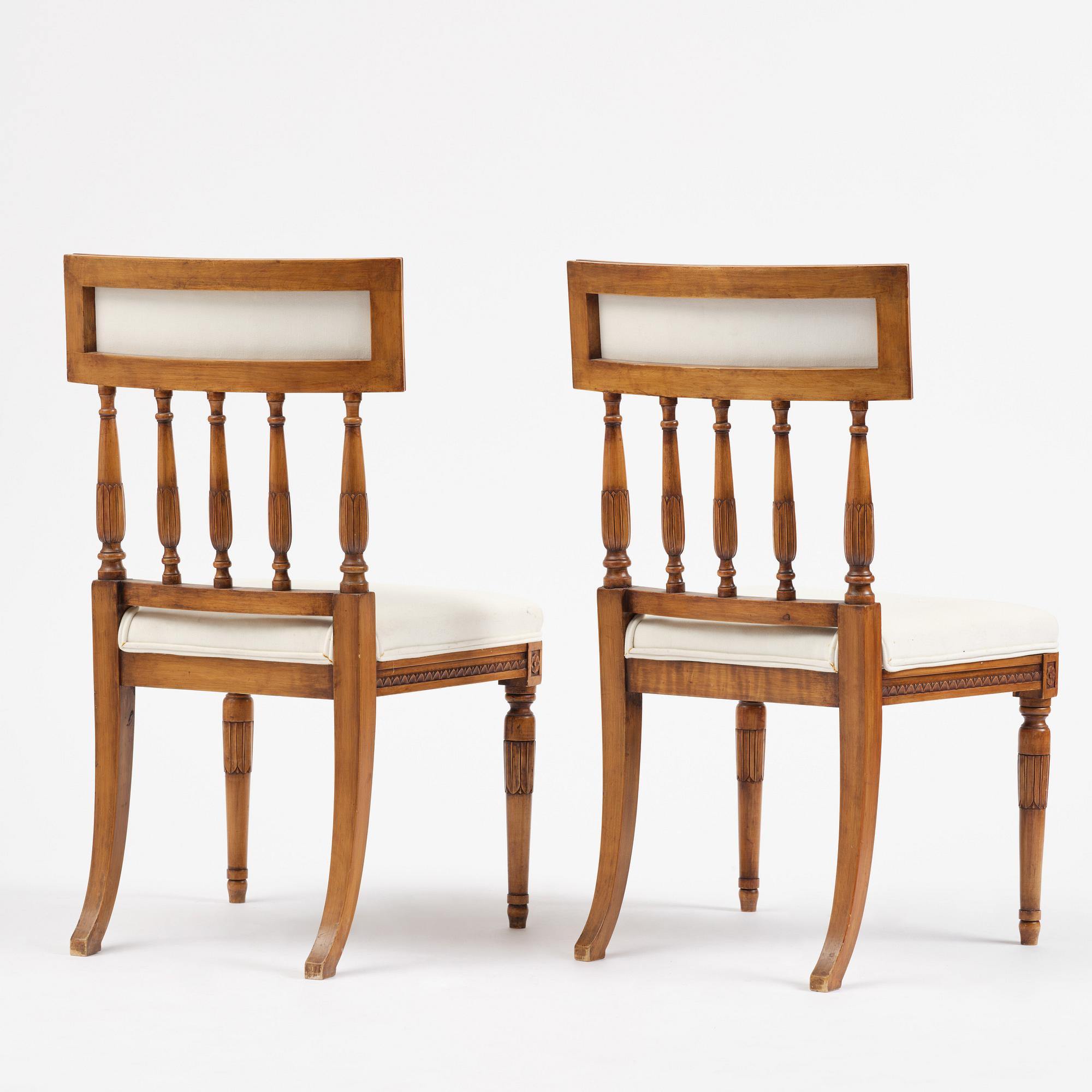 A pair of Late Gustavian style chairs, first half of the 20th century.