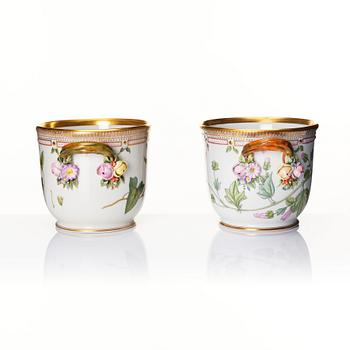 A pair of Royal Copenhagen 'Flora Danica' wine coolers/flower pots, Denmark, 20th Century.
