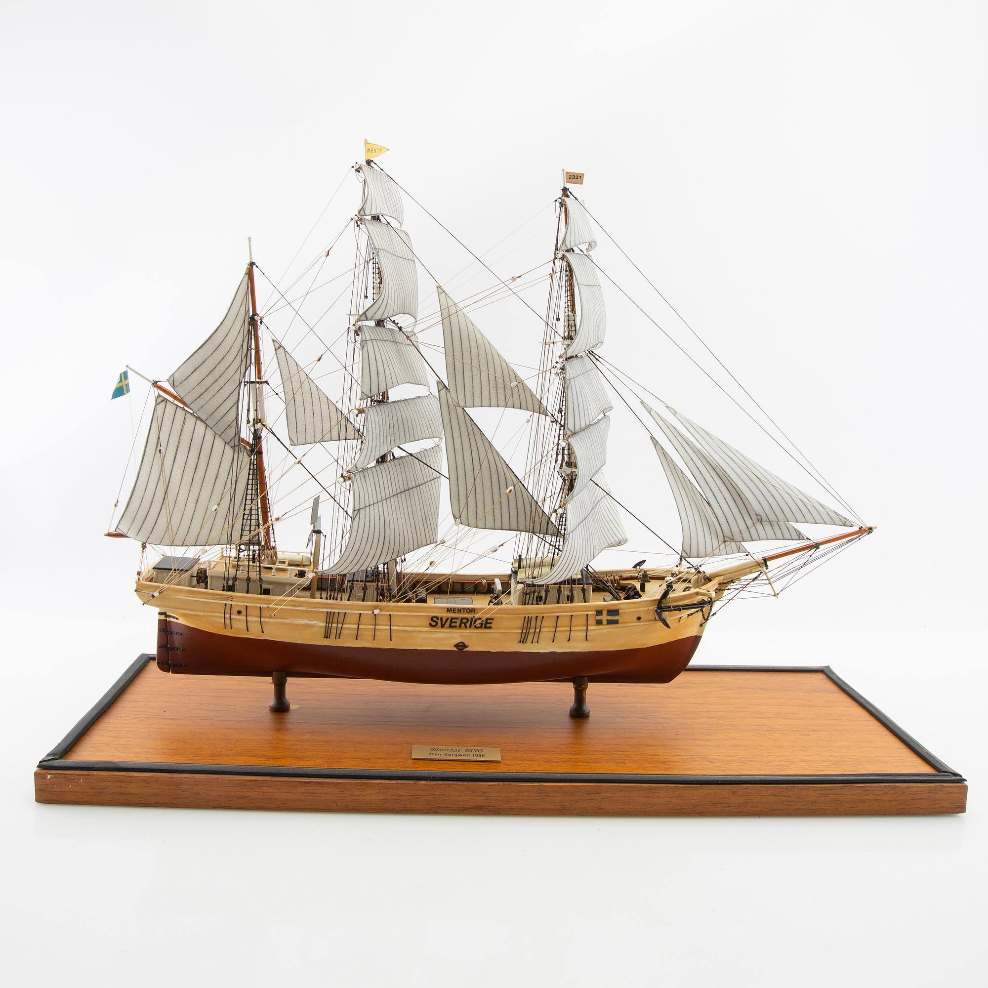 Fartygsmodell "Mentor", byggd av Sten Bergwall 1996.