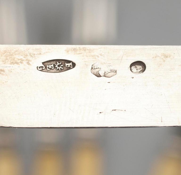 FRUKTBESTICK, 6+6, silver och ben, Francois-Charles Gavet, Paris 1798-1809.