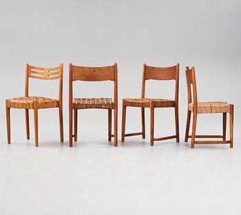 HANS J WEGNER, a set of 3 + 1 chairs, Plan møbler for Aarhus City Hall, Denmark 1941.