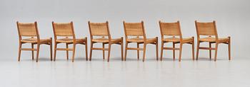 HANS J WEGNER, stolar, 6 st "CH-31", Carl Hansen & Son, Danmark 1960-tal.