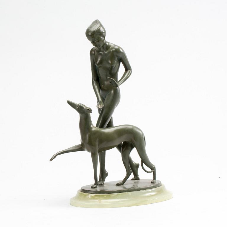 OTTO HAFENRICHTER, skulptur, signerad, patinerad brons.