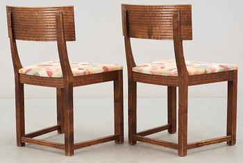 A pair of stained birch chairs, possibly by Axel Einar Hjorth, Sweden 1930-40's.