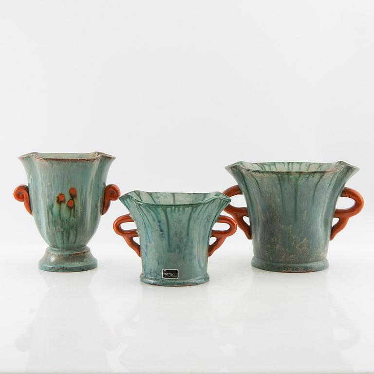 Andersson & Johansson vases 3 pcs Höganäs first half/mid 1900s.