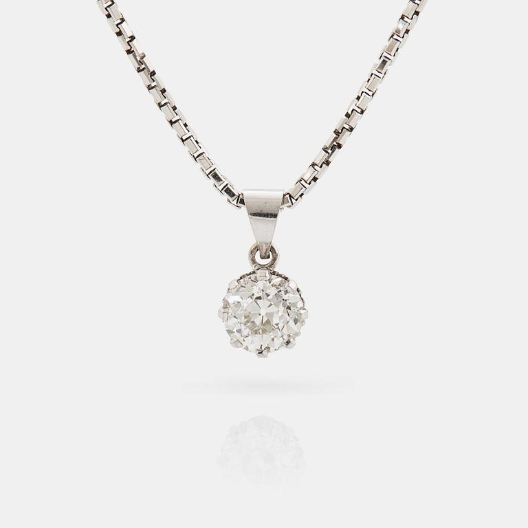 Hängsmycke 18K vitguld med en gammalslipad diamant vikt 1.44 ct enligt gravyr.