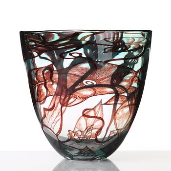 Eva Englund, a "graal" glass vase, Orrefors 1988.