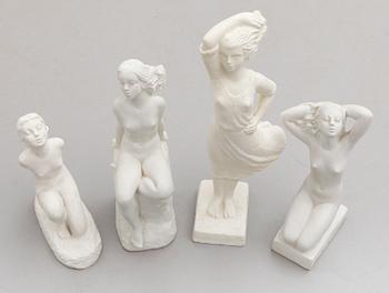 CARIN NILSON, skulpturer, 4 st, gips, signerade, 1940-tal.