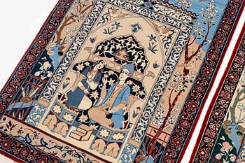 Mattor, ett par, figurala, Isfahan, centrala Persien, signerade (Mohammad) Seirafian, ca 120 x 77 resp 114 x 74 cm.