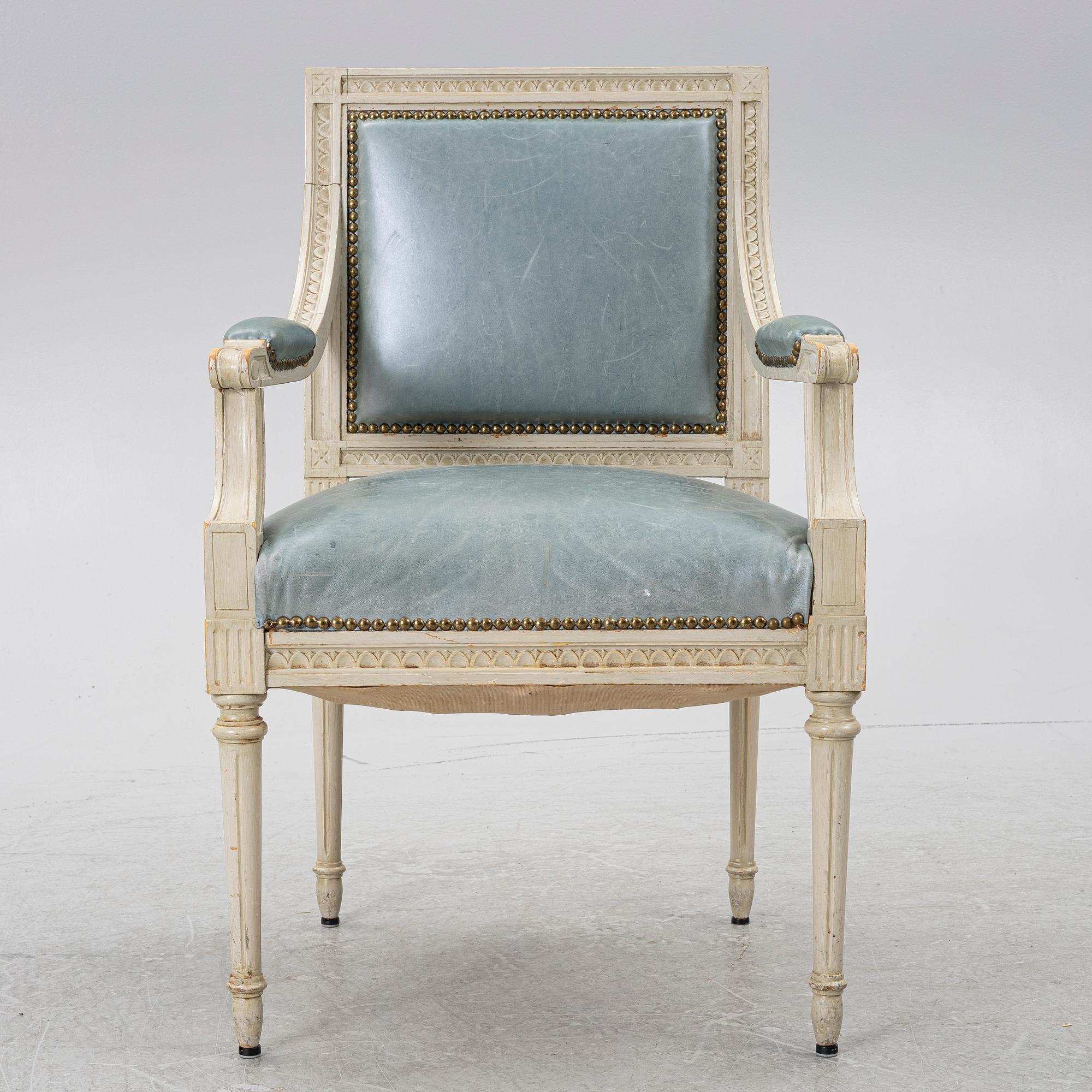 A Late Gustavian style armchair, second half of the 20th century.