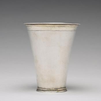 A Swedish 18th century parcel-gilt silver beaker, mark of Herman Hermansson, Göteborg 1717.