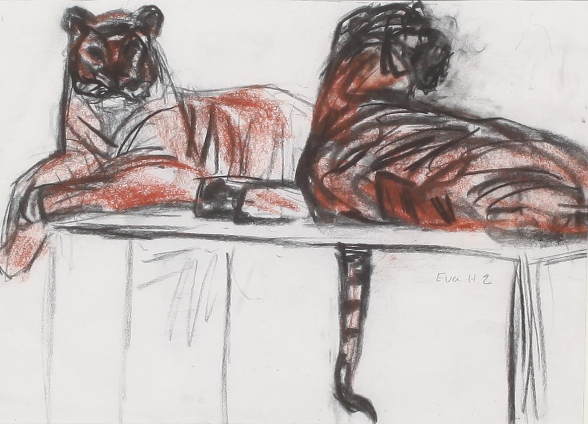 EVA ZETTERWALL, krita, signerad.