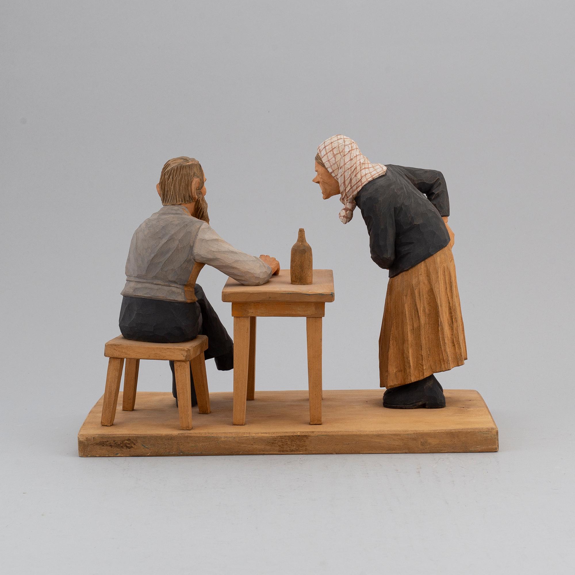 HERMAN ROSELL, sculpture, painted wood, signed and dated 1952.