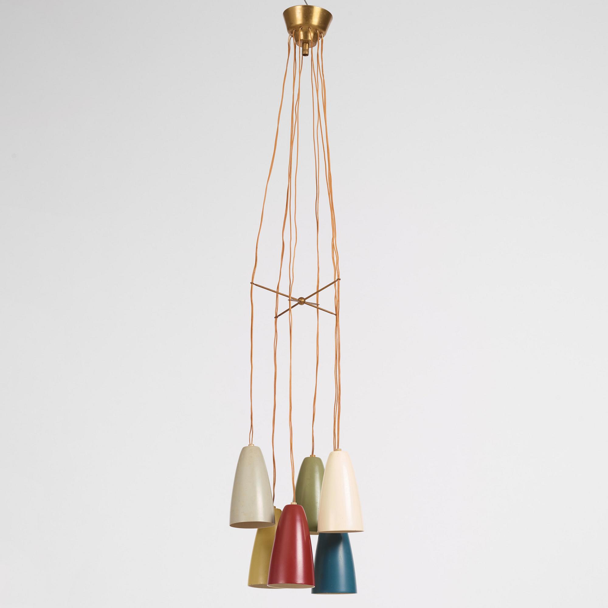 Hans Bergström, taklampa, modell "154/6", ateljé Lyktan, Åhus 1950-tal.