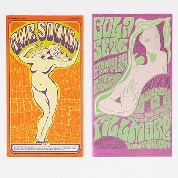 Wes Wilson, concert posters, a pair, West Coast Lithograph, 1966.