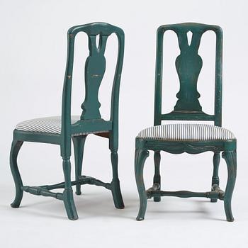A matched set of eight Swedish Rococo chairs.