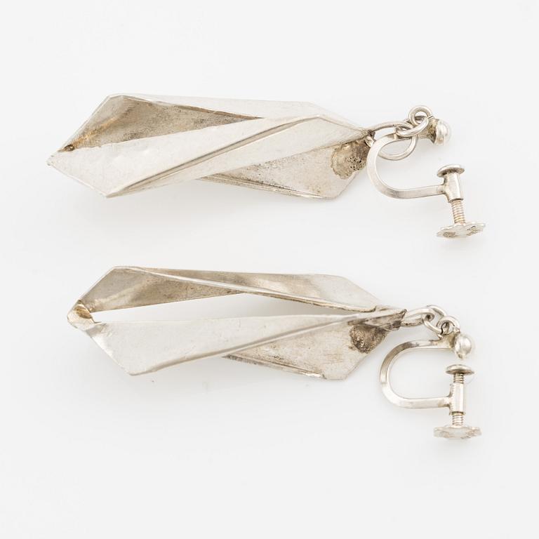 Two pairs of sterling silver earrings, design by Pierre Olofsson.