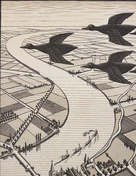 Maurits Cornelis Escher, "Day and Night" (Jour et Nuit).