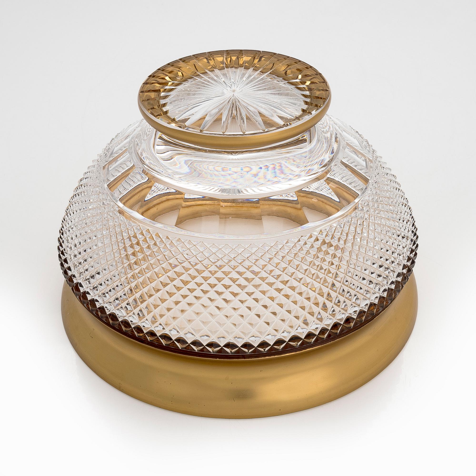 A set of three glass service parts, Moser, Czech Republic.