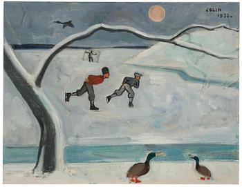 581. Einar Jolin, Ice skaters at Djurgårdsbrunn.