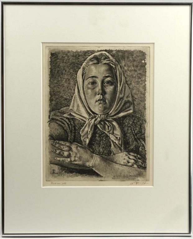 EDUARD WIIRALT, etsning, sign och dat Vernis-mou 1942.