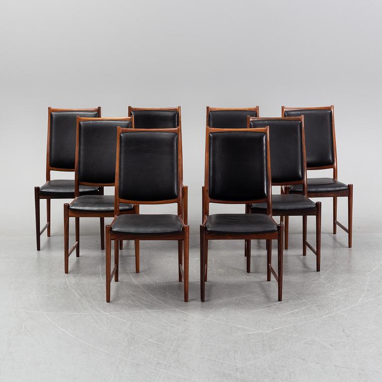 Matgrupp med bord samt 8 stolar bla, "Darby", Torbjørn Afdal, Nesjestranda møbelfabrikk, Norge, 1960-tal.