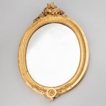 A mirror and a pair of mirror scones, gustavian style, 20th century.