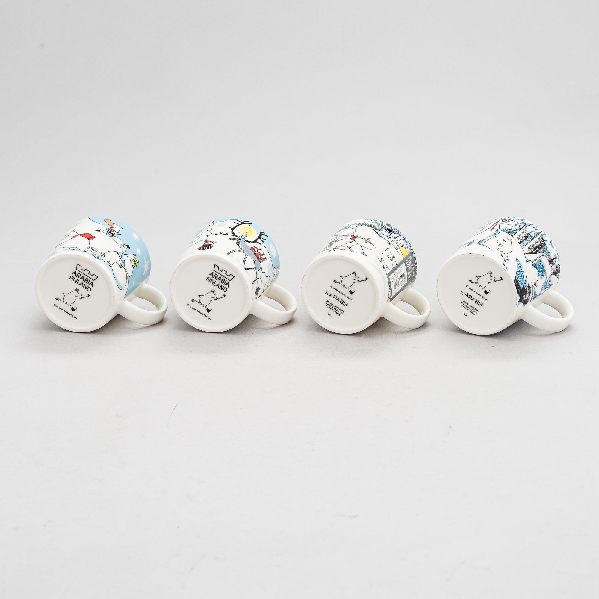 Muminmuggar, 8 st, porslin, Moomin Characters, Arabia.