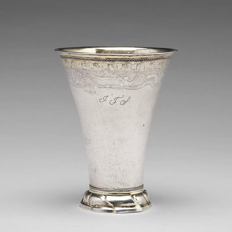 A Swedish 18th century parcel-gilt silver beaker, mark of Henrik Wittkopf, Stockholm 1761.