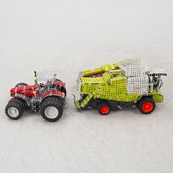 Meccano, locomotive and excavator.