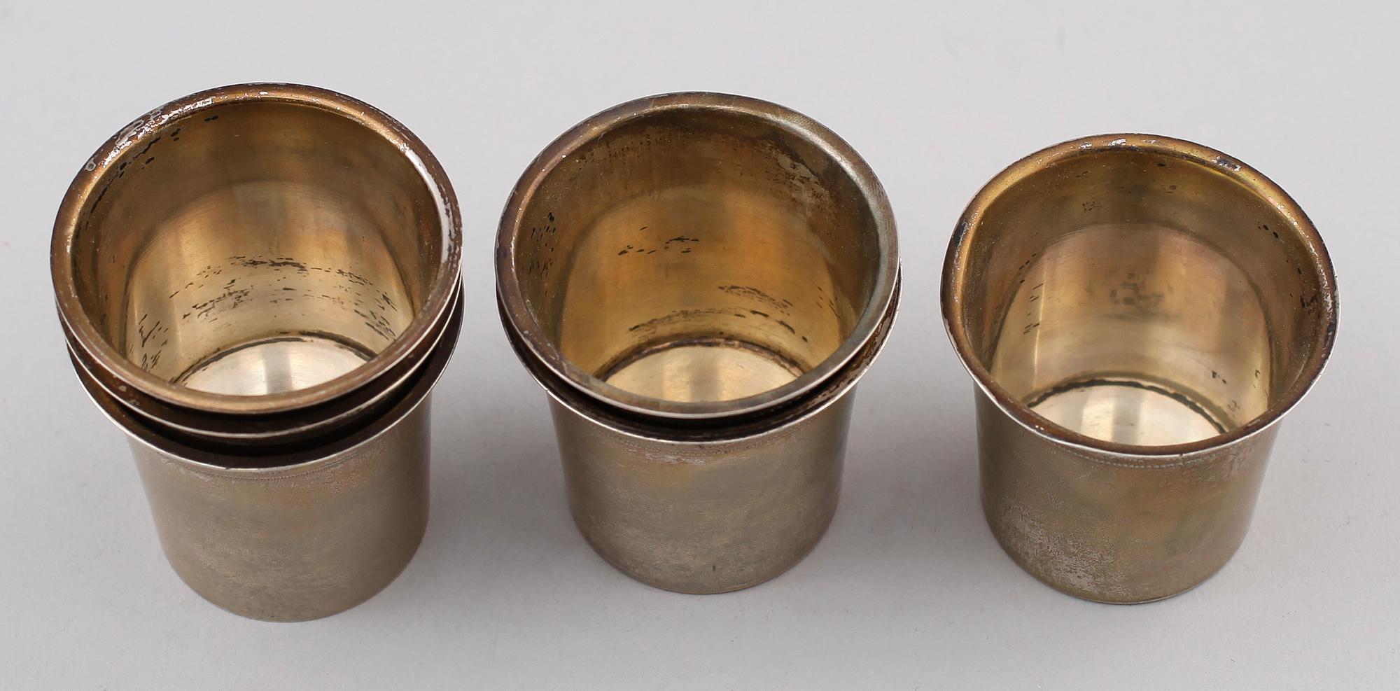 BÄGARE, 6 st, silver, K Anderson, Stockholm 1952. Vikt ca 165 gram.