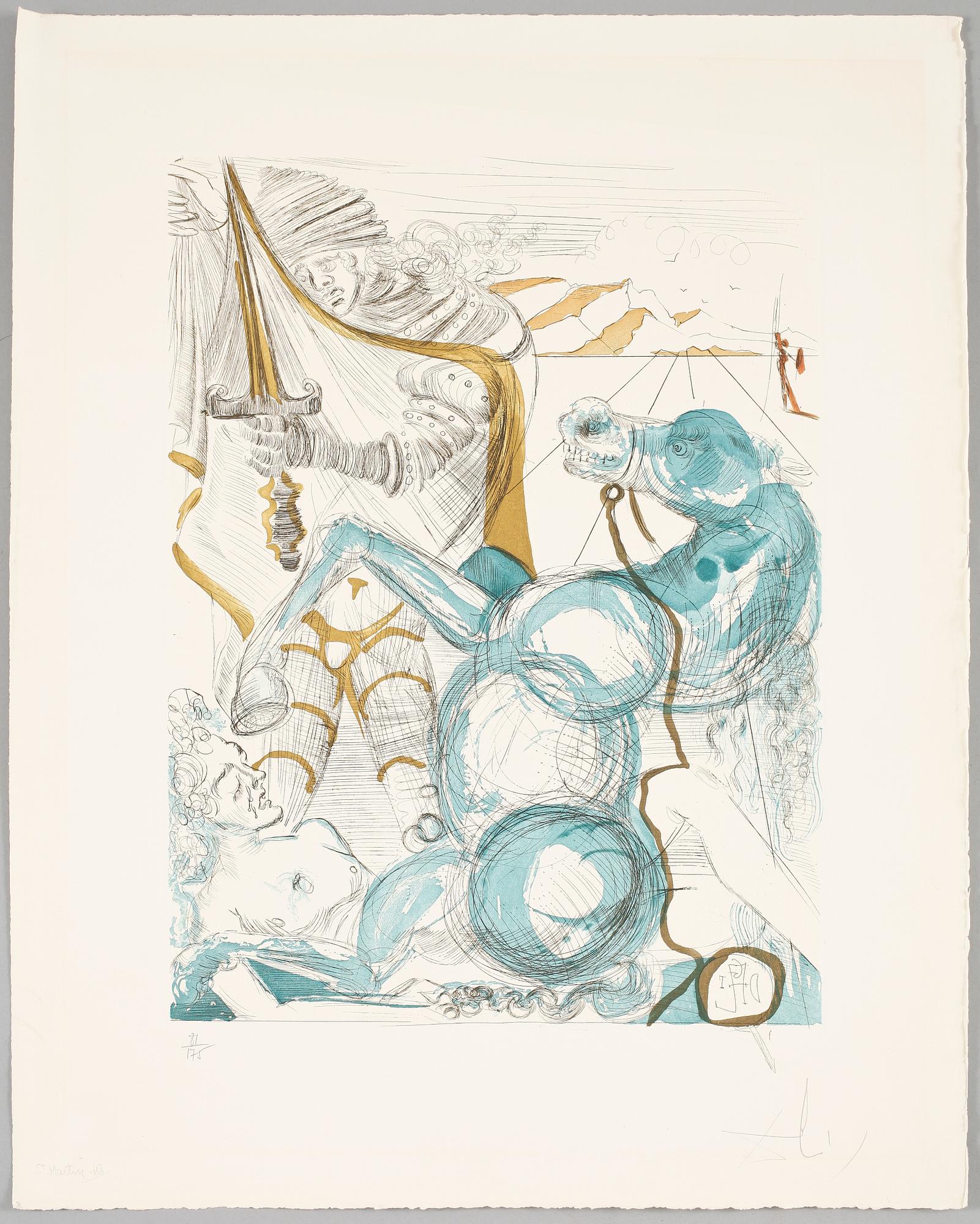SALVADOR DALÍ, etsning med färgakvatint, sign o numr 81/175, utförd 1965.