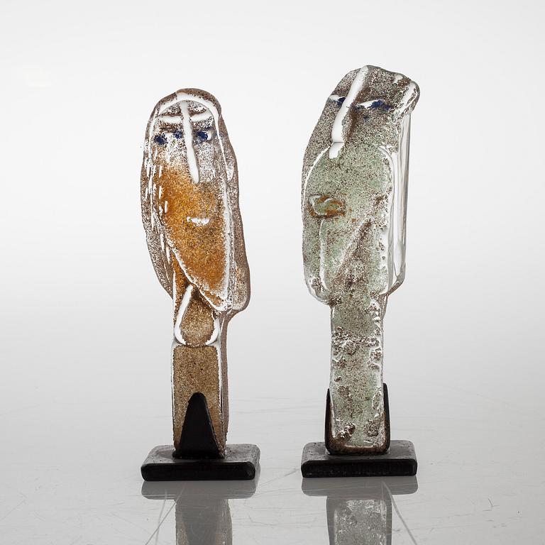 Two glass sculptures by EVA ULLBERG, signed and dated -02.