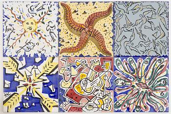 Salvador Dalí, after. Six earthenware tiles, late 20th Century.