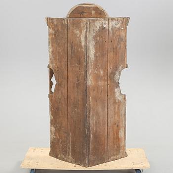 HÖRNSKÅP, Allmoge, så kallat Änglaskåp, Skåne, bär datering 1843.