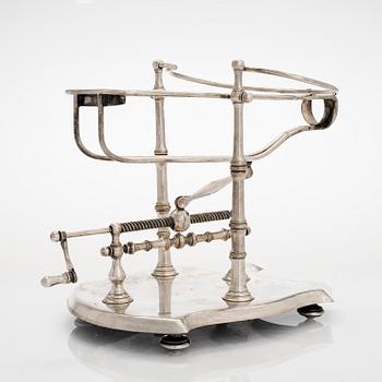 Wine decanting cradle, Otto Wiskemann, Belgium, early 20th Century.