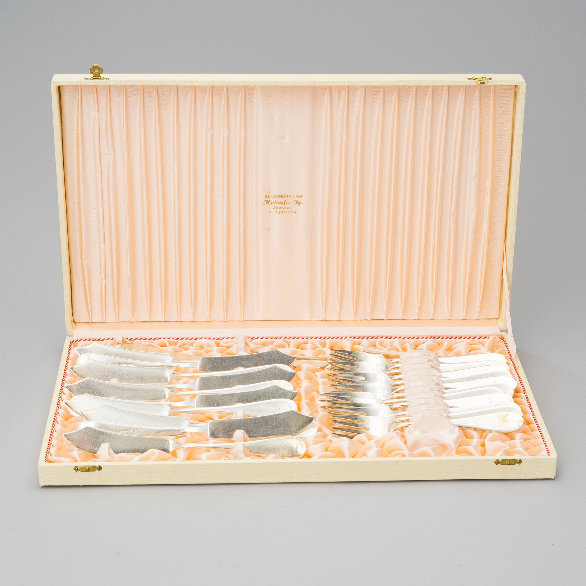 CUTLERY, 72 pcs, silver, Suomen Kultaseppä oy, Turku, Finland 1938. Silver weight circa 2080 g.