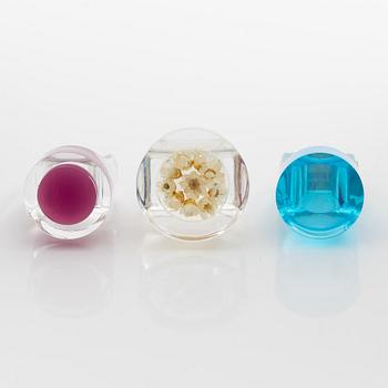 Siv Lagerström, three rings, acrylic plastic, 1970s.