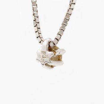 Pendant with chain, 18K white gold set with brilliant-cut diamond.