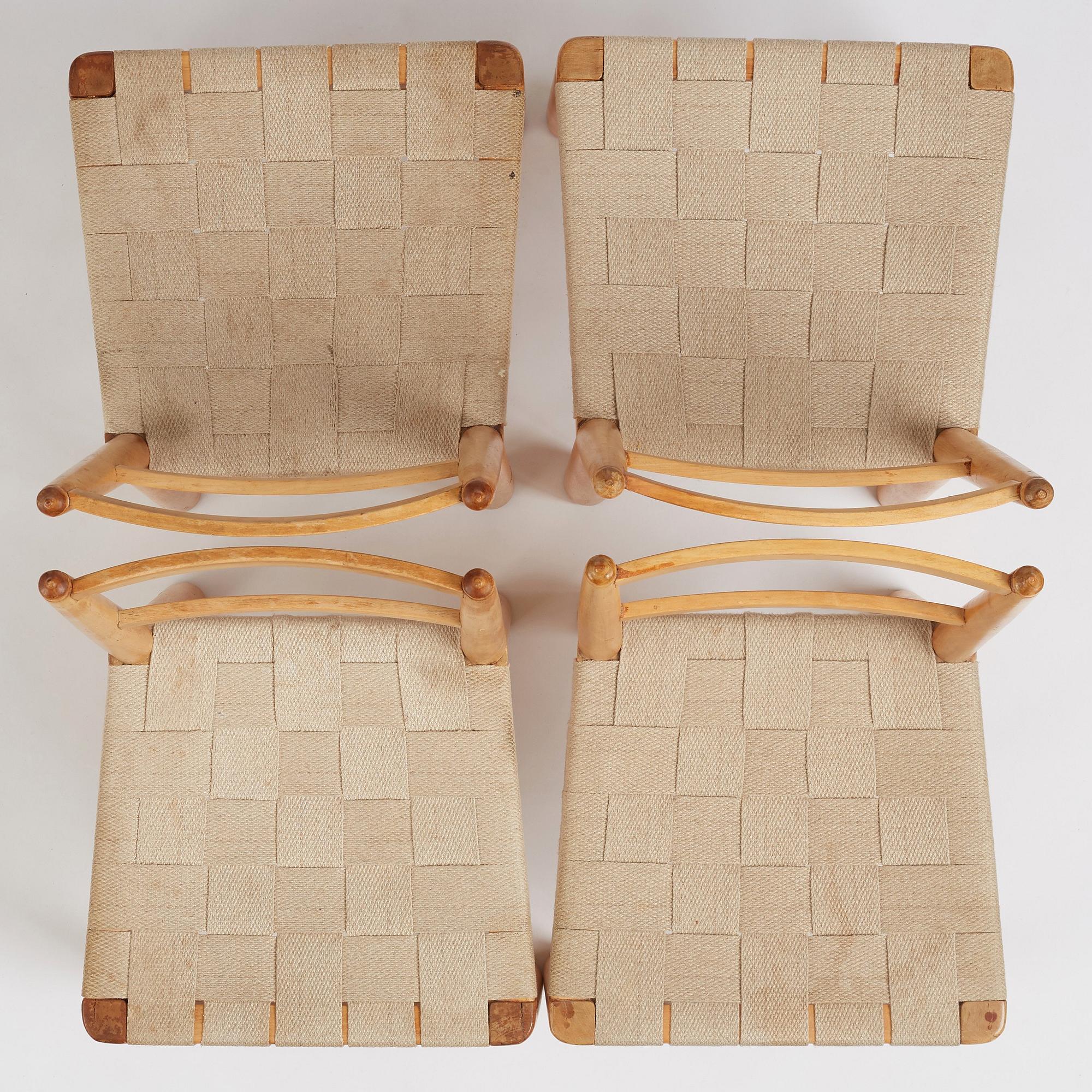 Gunnar Asplund, a set of four chairs for the Stockholm City Library, Nordiska Kompaniet ca 1928.