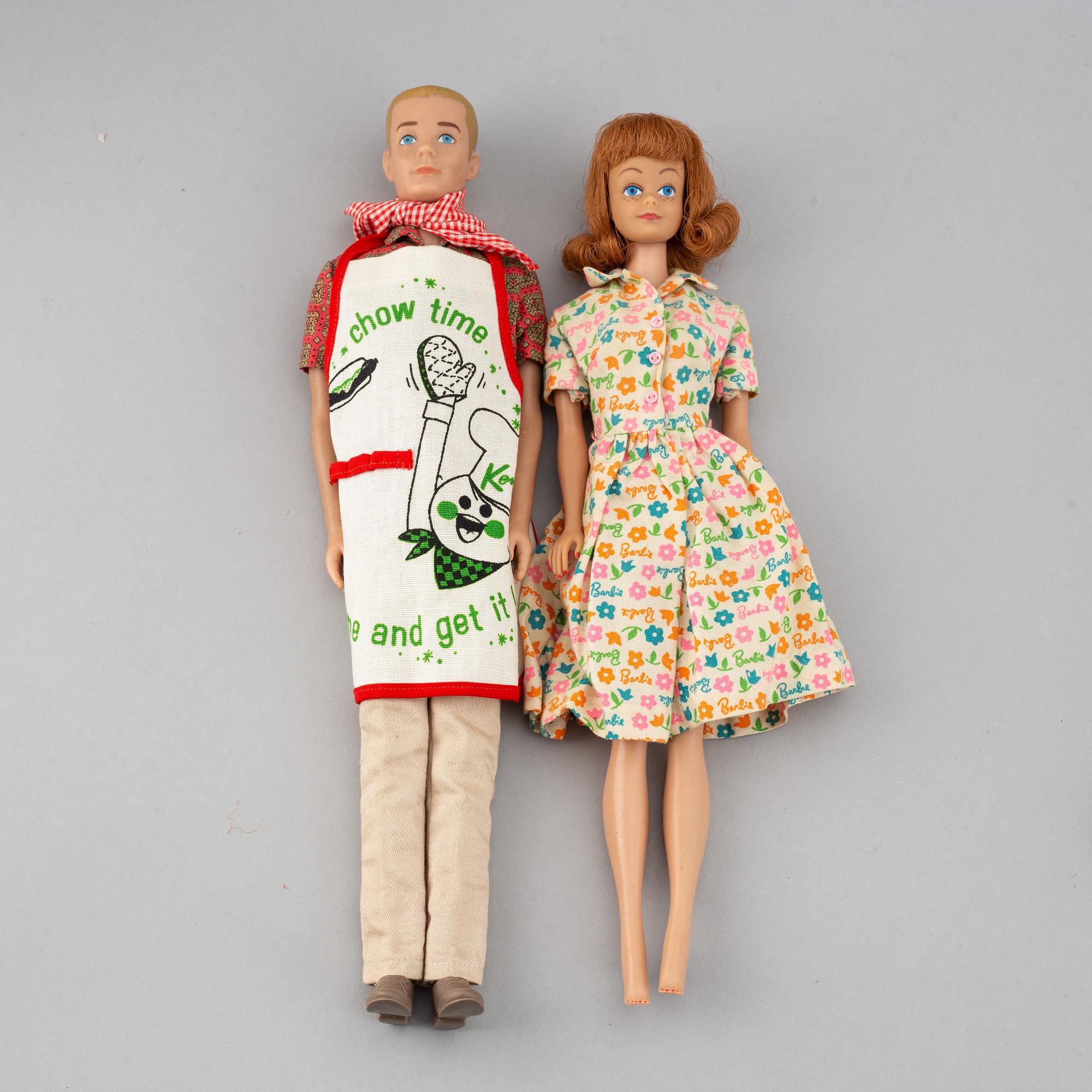 A set of four 1960's Mattel Barbie dolls with accessories.