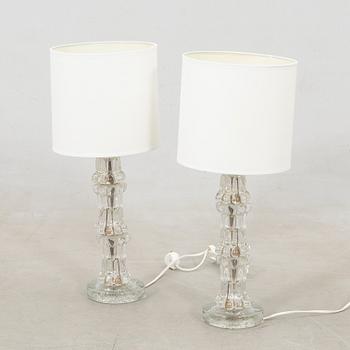 Carl Fagerlund, Table lamps, a pair of glass, Orrefors, second half of the 20th century.