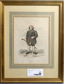 J. C. STADLER, två st, kolorerade litografier, 1809.