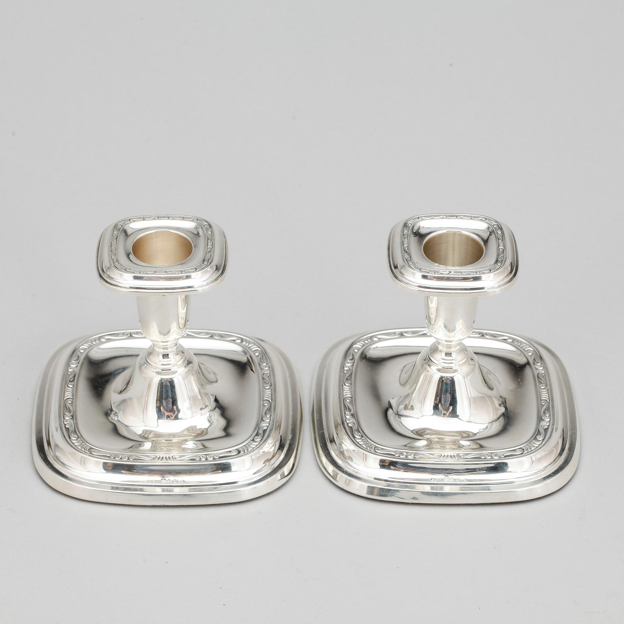 LJUSSTAKAR, ett par, silver, C.G Hallberg, Stockholm 1955.