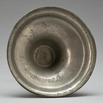 LJUSSTAKE, tenn, Christian Friedrich Balthoff, Lund, 1799.