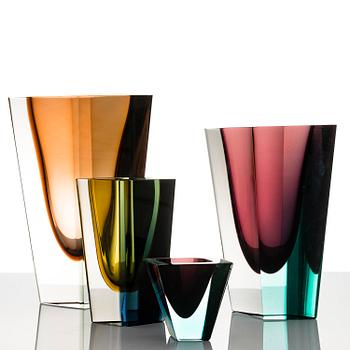 KAJ FRANCK, A set of four signed 'Prisma' vases.